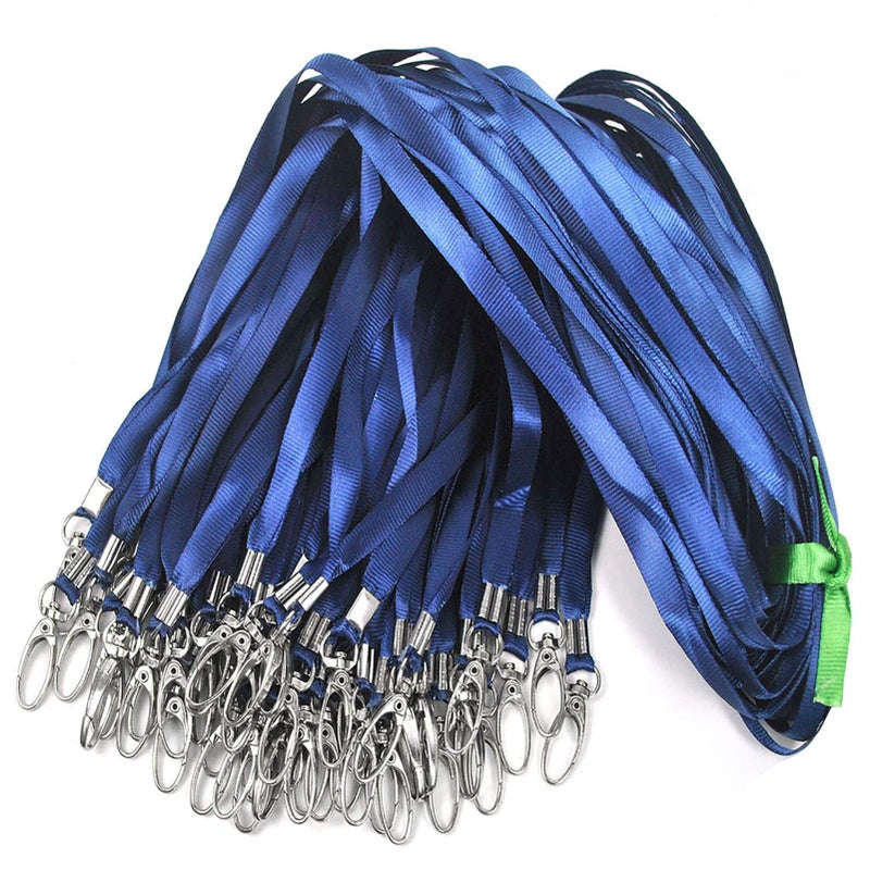 Bird Fiy Navy Blue Lanyards 50Pcs 17.5 inch Nylon Lanyard,Lanyards Swivel Hooks Clips Great for ID Name Tags Badges/Key Chains - Image 1